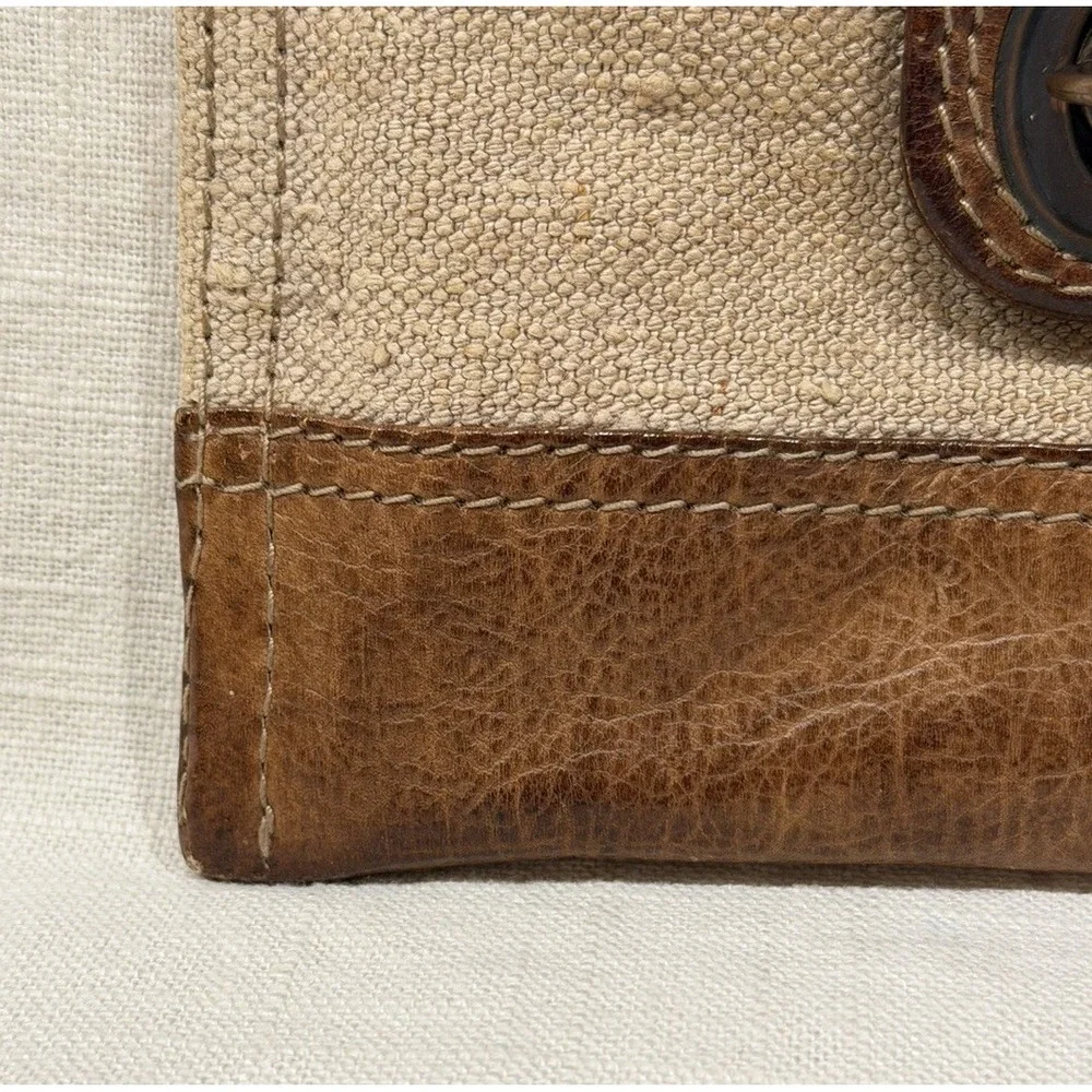 Vintage 80s Banana Republic Safari Linen & Leather Travel Pouch Strap Italy
